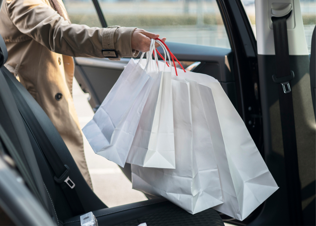 Shopping bags in vehicle