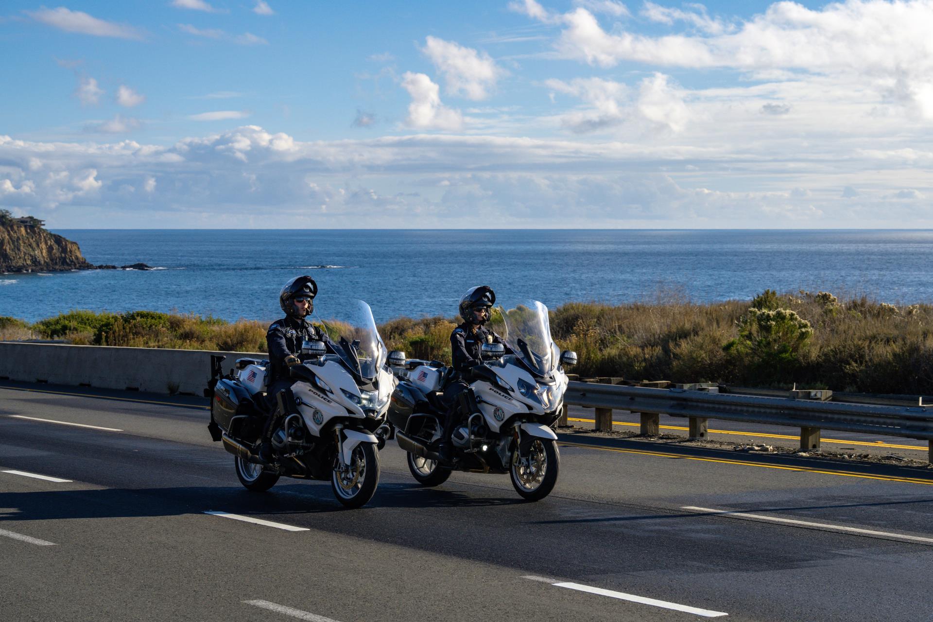 NBPD Motorcycle Officers Riding Along Coast